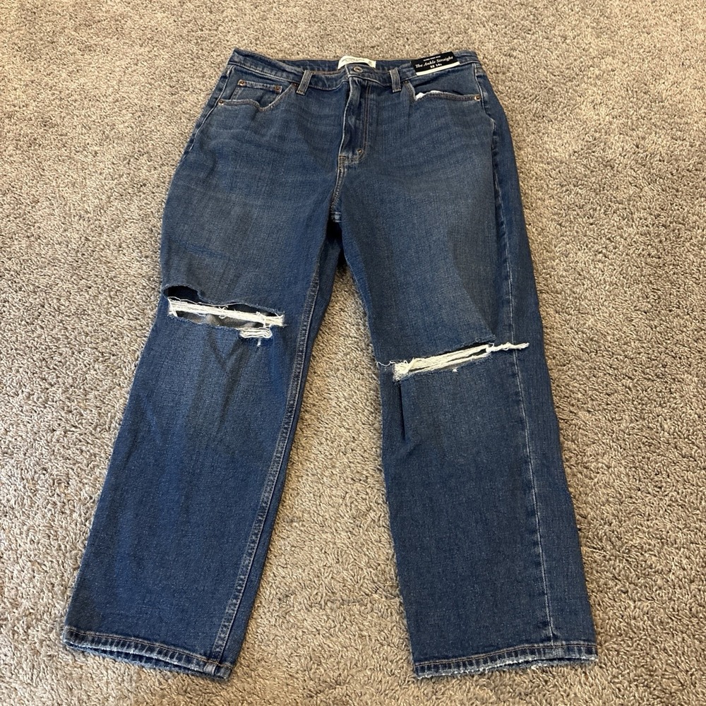 NEW Abercrombie & Fitch CURVE LOVE The Ankle Straight Ultra High Rise Jean 32 S